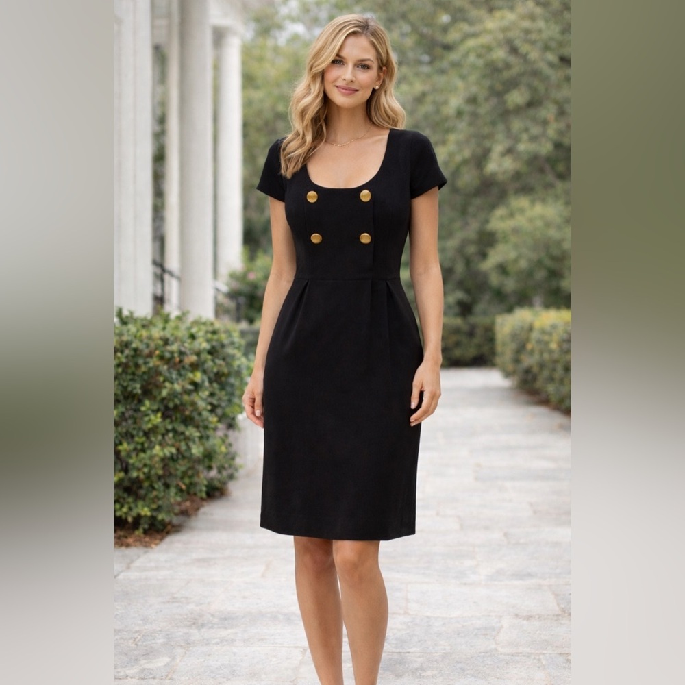 Diane Von Furstenberg Elegant Black Button-Detail Dress Sheath Dress Size 0